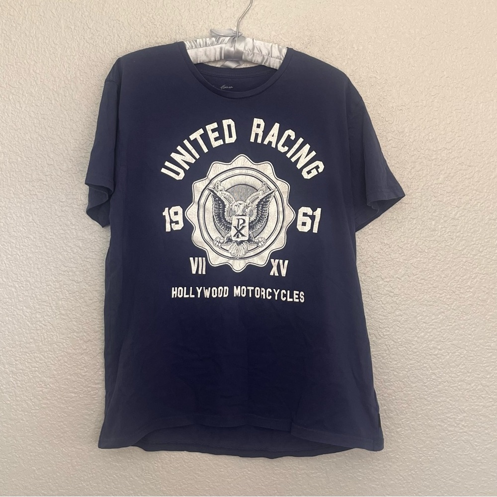 United Racing Hollywood motorcycles Classic Navy Graphic Tee size XXL